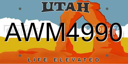 AWM4990 Utah License Plate