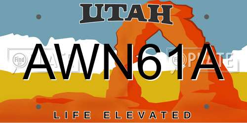 AWN61A Utah License Plate