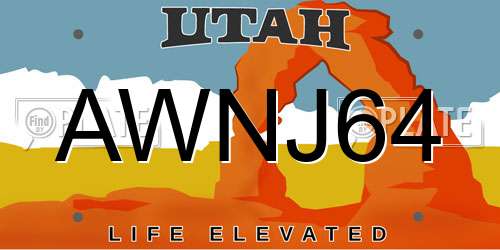 AWNJ64 Utah License Plate