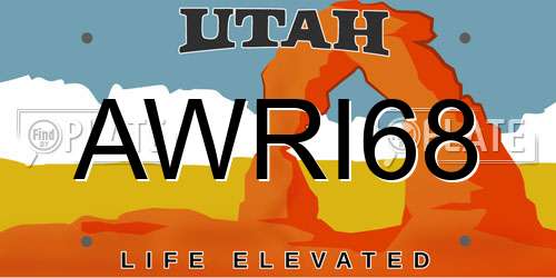 AWRI68 Utah License Plate