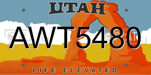 AWT5480 Utah License Plate