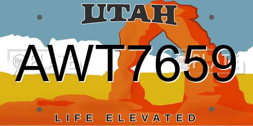 AWT7659 Utah License Plate