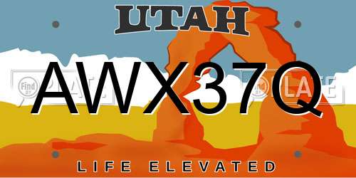 AWX37Q Utah License Plate