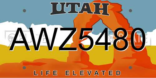 AWZ5480 Utah License Plate