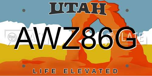 AWZ86G Utah License Plate