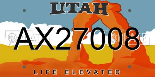 AX27008 Utah License Plate