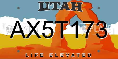 AX5T173 Utah License Plate