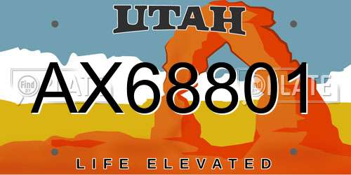 AX68801 Utah License Plate