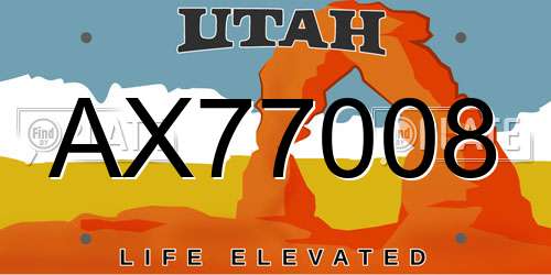 AX77008 Utah License Plate