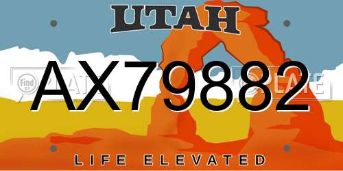 AX79882 Utah License Plate