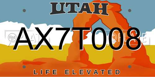 AX7T008 Utah License Plate