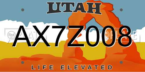 AX7Z008 Utah License Plate