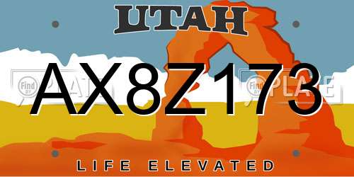 AX8Z173 Utah License Plate