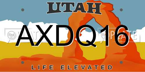 AXDQ16 Utah License Plate