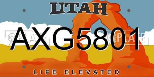 AXG5801 Utah License Plate