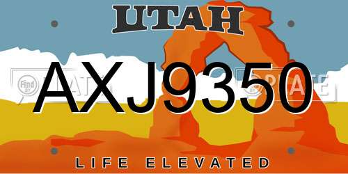 AXJ9350 Utah License Plate