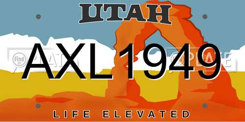 AXL1949 Utah License Plate