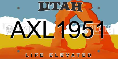 AXL1951 Utah License Plate