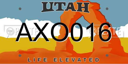 AXO016 Utah License Plate