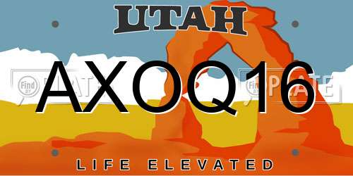 AXOQ16 Utah License Plate