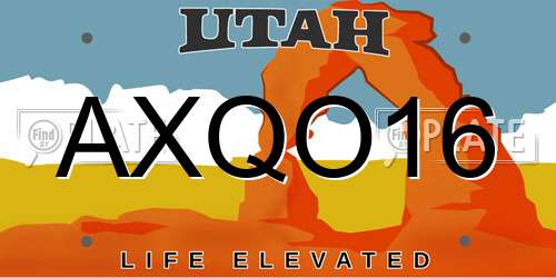 AXQO16 Utah License Plate