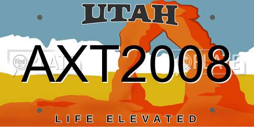 AXT2008 Utah License Plate