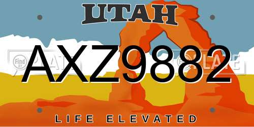 AXZ9882 Utah License Plate