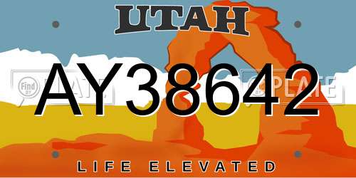 AY38642 Utah License Plate
