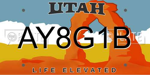AY8G1B Utah License Plate