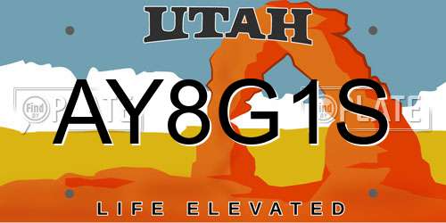 AY8G1S Utah License Plate