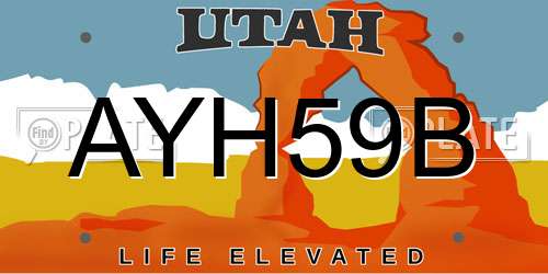 AYH59B Utah License Plate
