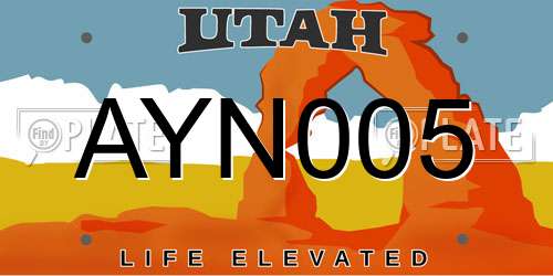 AYN005 Utah License Plate