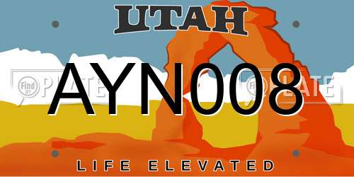 AYN008 Utah License Plate