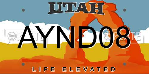 AYND08 Utah License Plate