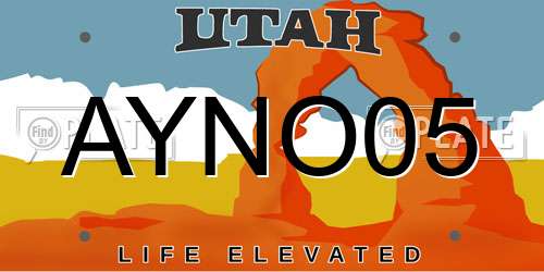 AYNO05 Utah License Plate