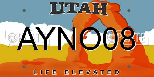 AYNO08 Utah License Plate