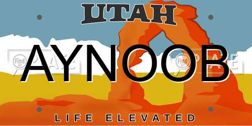 AYNOOB Utah License Plate