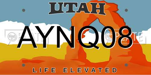 AYNQ08 Utah License Plate