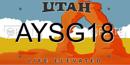 AYSG18 Utah License Plate
