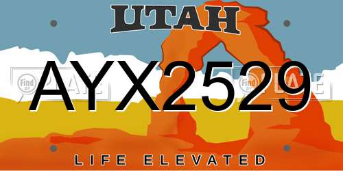 AYX2529 Utah License Plate