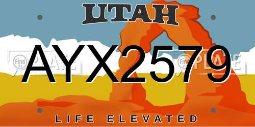 AYX2579 Utah License Plate