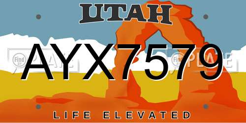 AYX7579 Utah License Plate