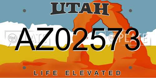AZ02573 Utah License Plate