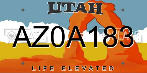 AZ0A183 Utah License Plate