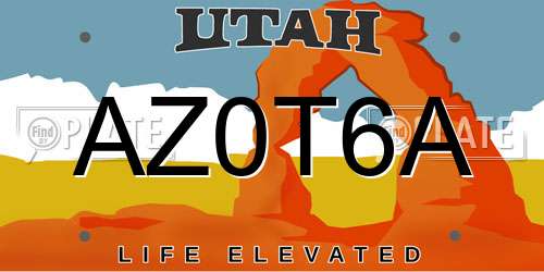 AZ0T6A Utah License Plate