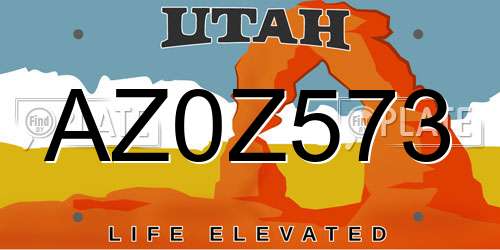 AZ0Z573 Utah License Plate