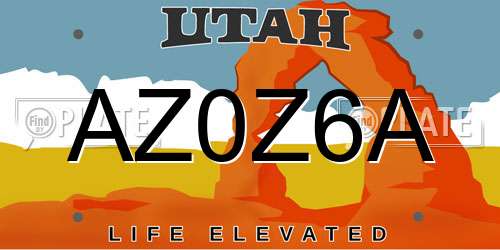 AZ0Z6A Utah License Plate