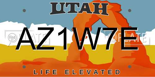 AZ1W7E Utah License Plate