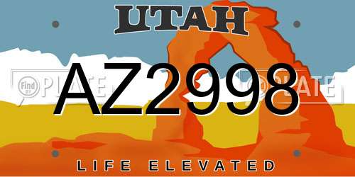 AZ2998 Utah License Plate
