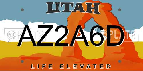AZ2A6D Utah License Plate